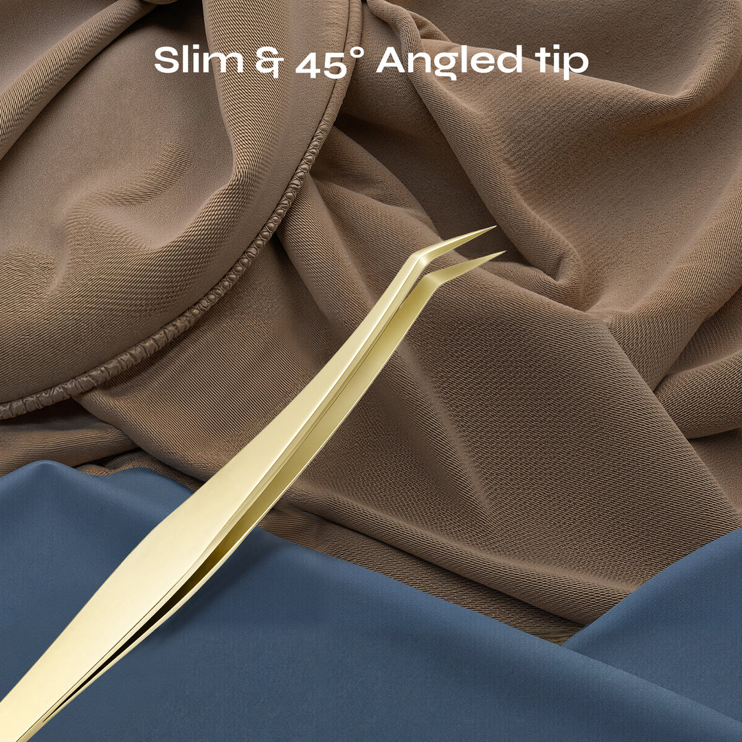 Angled Tip Gold Tweezer
