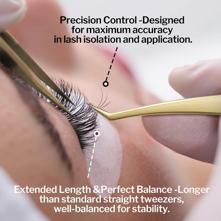 Angled Tip Gold Tweezer